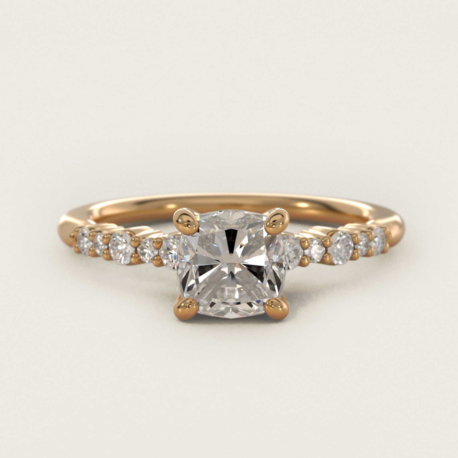 Crescendo Petite Diamond Engagement Ring in 18k Yellow Gold (1/6 ct. tw.) - Cushion Center