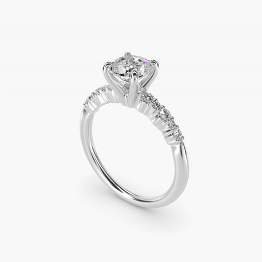 Crescendo Petite Diamond Engagement Ring in Platinum (1/6 ct. tw.) - Cushion Center
