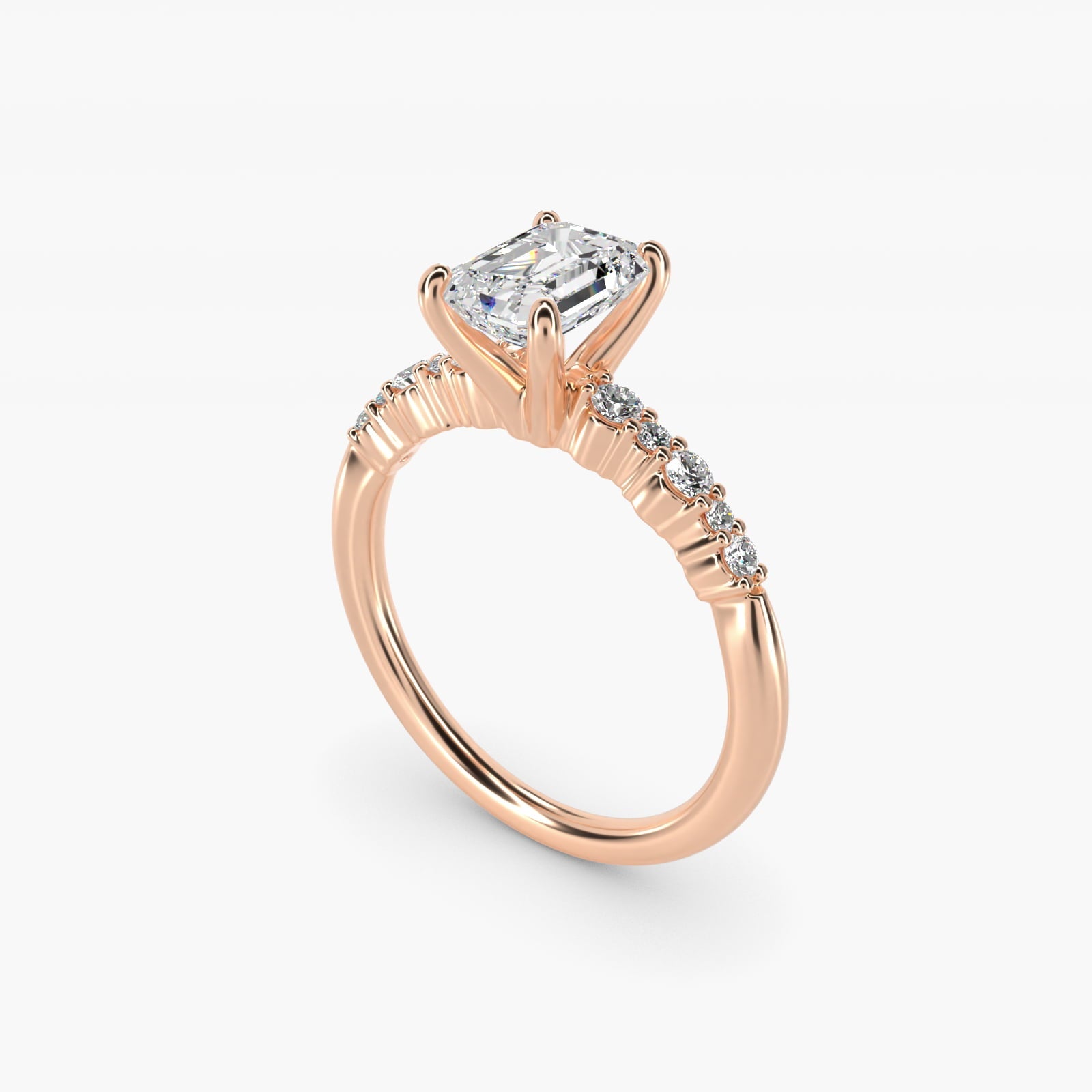 Crescendo Petite Diamond Engagement Ring in 18k Rose Gold (1/6 ct. tw.) - Emerald Center