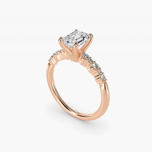 Crescendo Petite Diamond Engagement Ring in 18k Rose Gold (1/6 ct. tw.) - Emerald Center