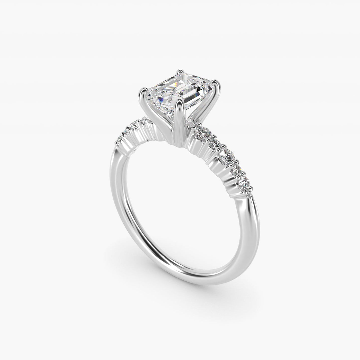 Crescendo Petite Diamond Engagement Ring in 14k White Gold (1/6 ct. tw.) - Emerald Center