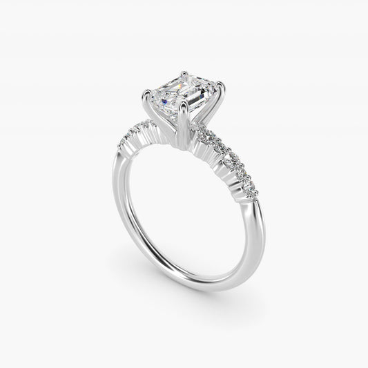 Crescendo Petite Diamond Engagement Ring in 14k White Gold (1/6 ct. tw.) - Emerald Center