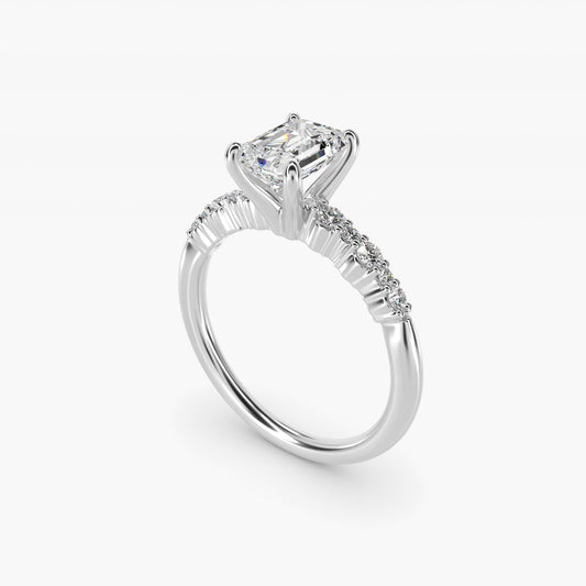 Crescendo Petite Diamond Engagement Ring in 18k White Gold (1/6 ct. tw.) - Emerald Center