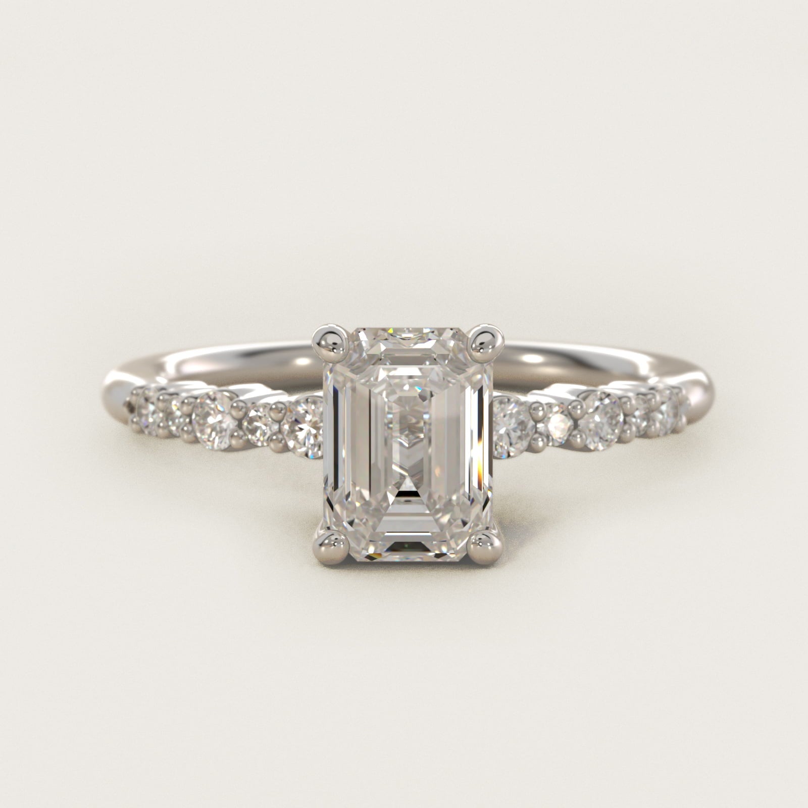 Crescendo Petite Diamond Engagement Ring in 14k White Gold (1/6 ct. tw.) - Emerald Center