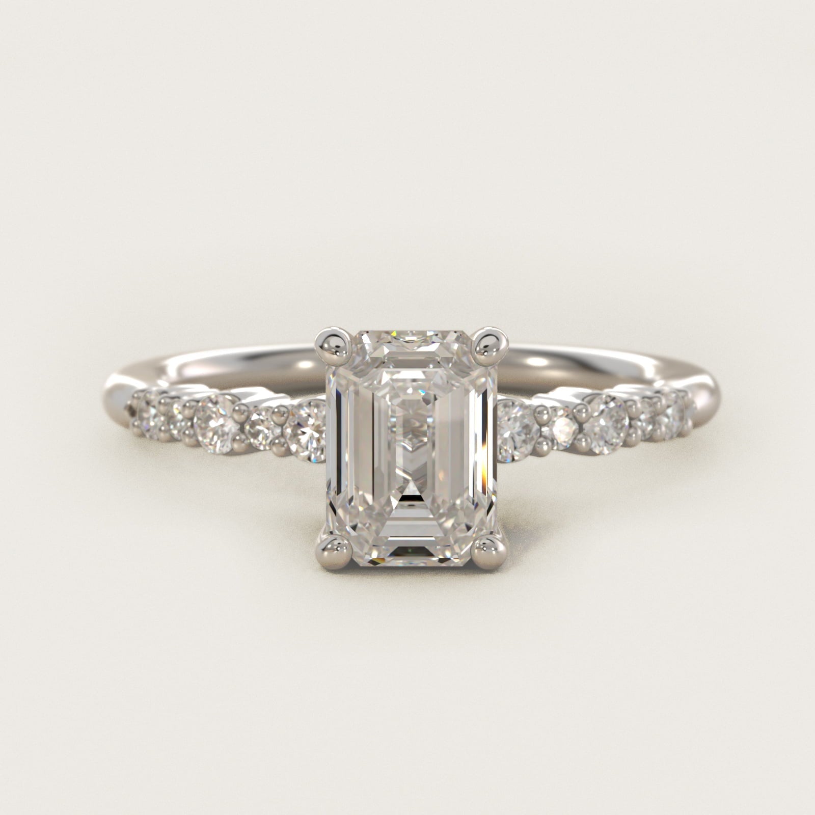 Crescendo Petite Diamond Engagement Ring in 18k White Gold (1/6 ct. tw.) - Emerald Center