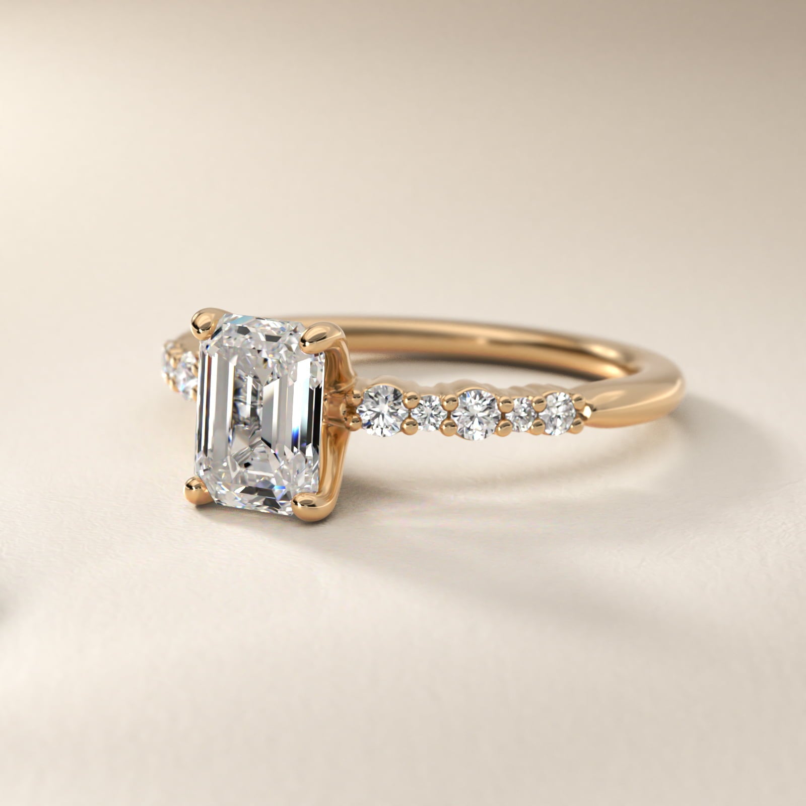 Crescendo Petite Diamond Engagement Ring in 14k Yellow Gold (1/6 ct. tw.) - Emerald Center