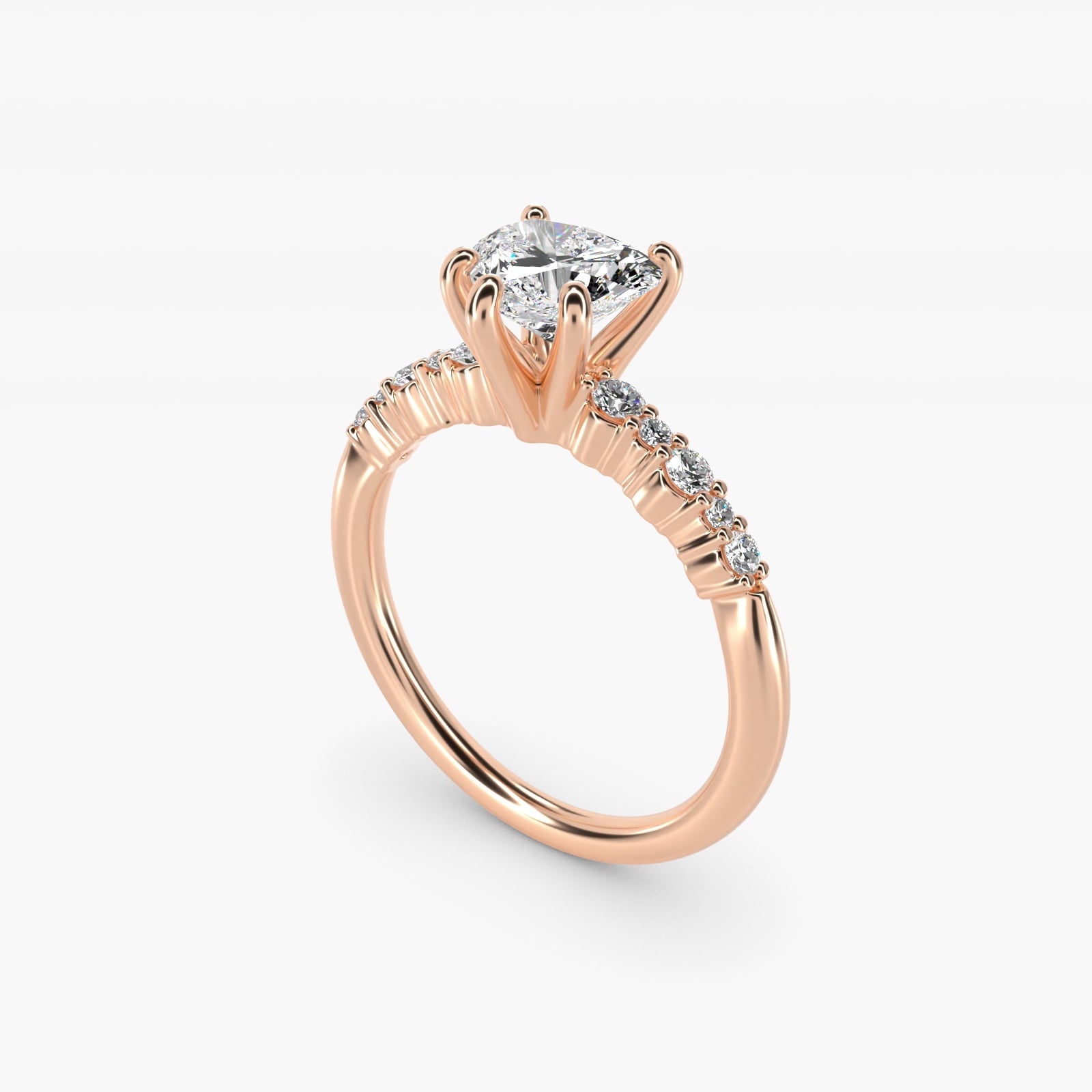 Crescendo Petite Diamond Engagement Ring in 18k Rose Gold (1/6 ct. tw.) - Heart Center