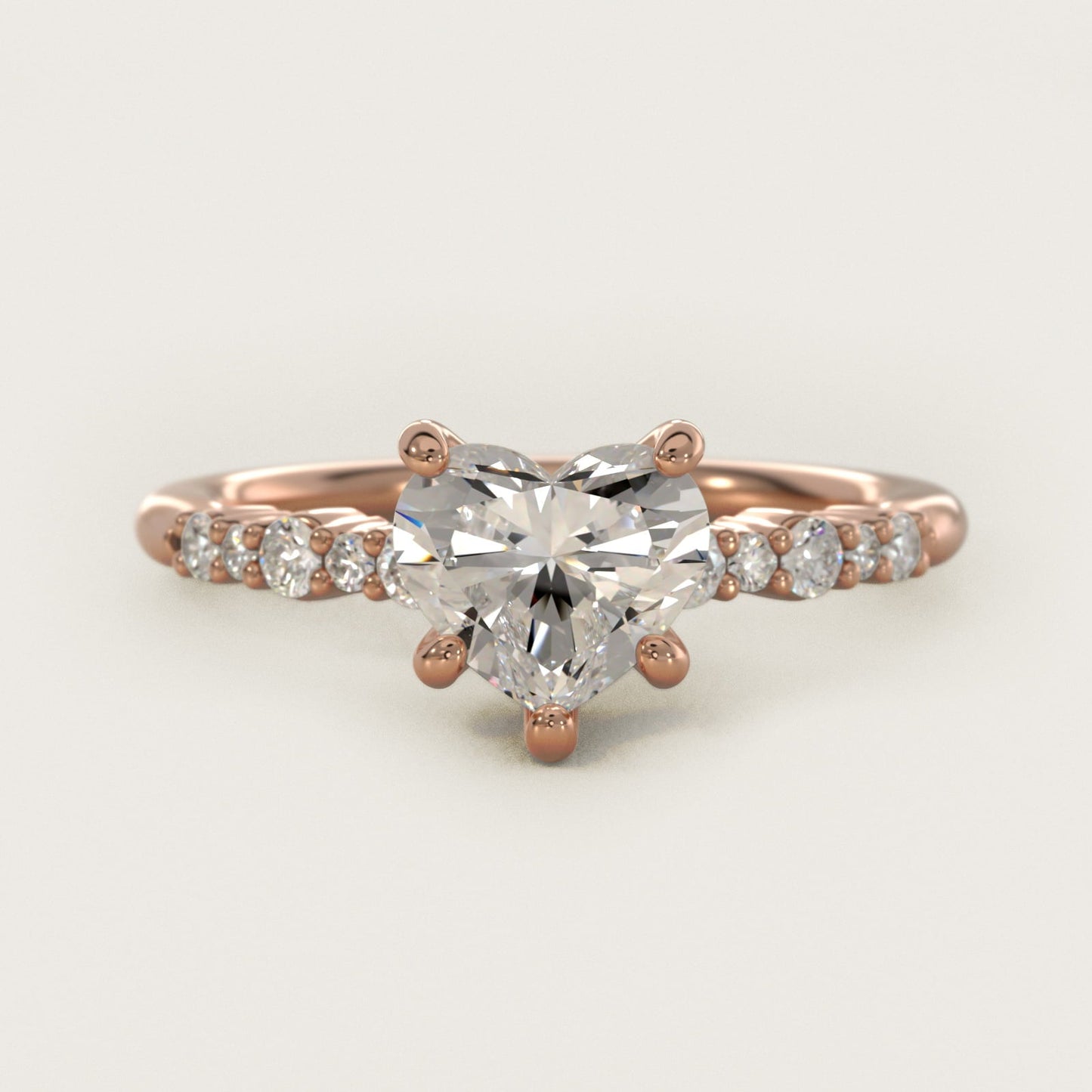 Crescendo Petite Diamond Engagement Ring in 18k Rose Gold (1/6 ct. tw.) - Heart Center