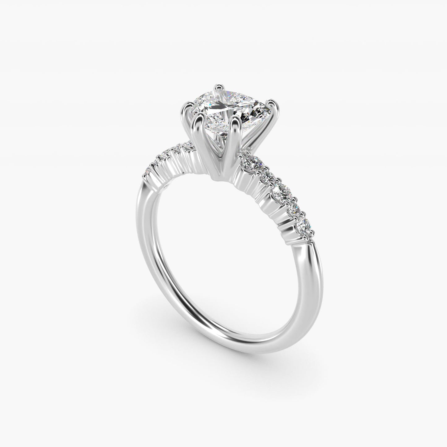 Crescendo Petite Diamond Engagement Ring in 14k White Gold (1/6 ct. tw.) - Heart Center