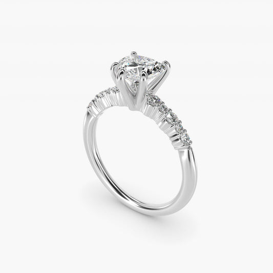 Crescendo Petite Diamond Engagement Ring in 18k White Gold (1/6 ct. tw.) - Heart Center