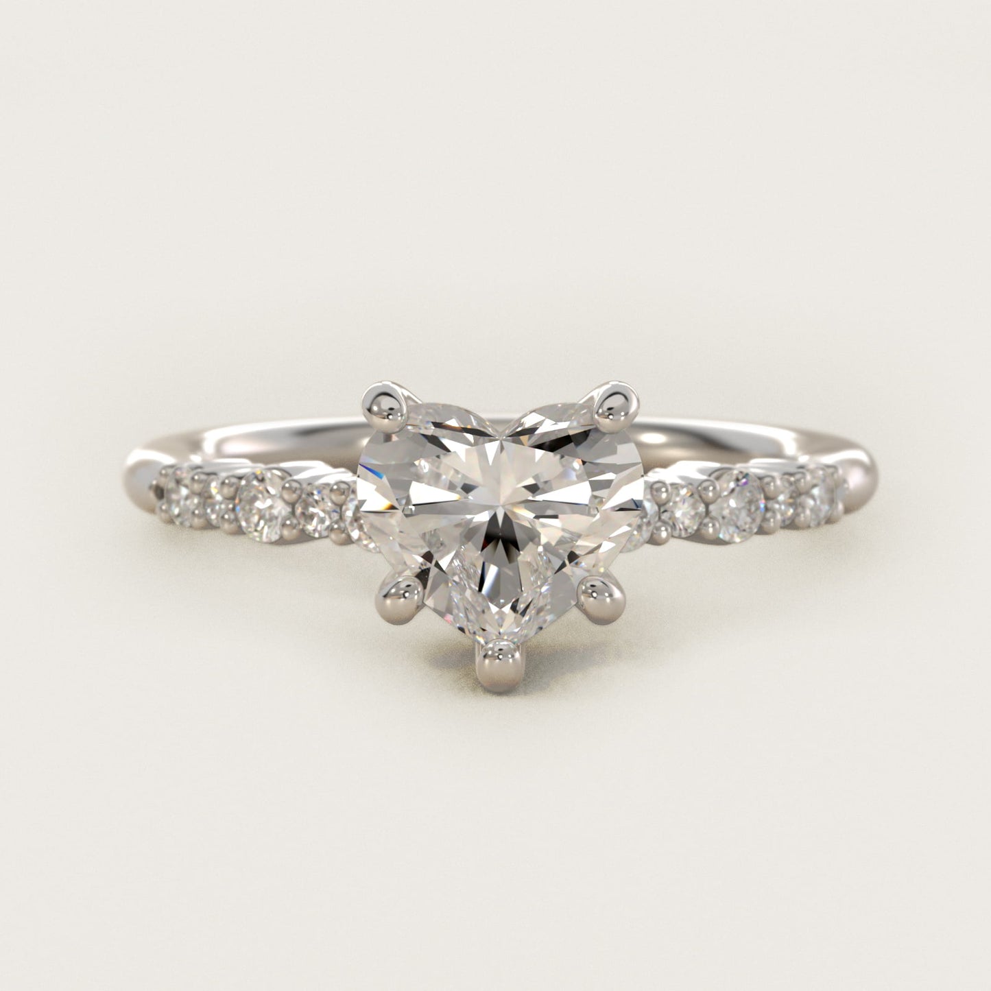 Crescendo Petite Diamond Engagement Ring in 14k White Gold (1/6 ct. tw.) - Heart Center
