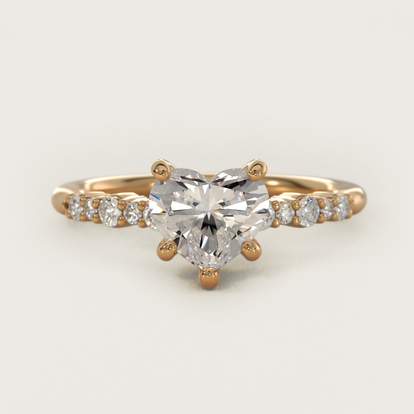 Crescendo Petite Diamond Engagement Ring in 14k Yellow Gold (1/6 ct. tw.) - Heart Center