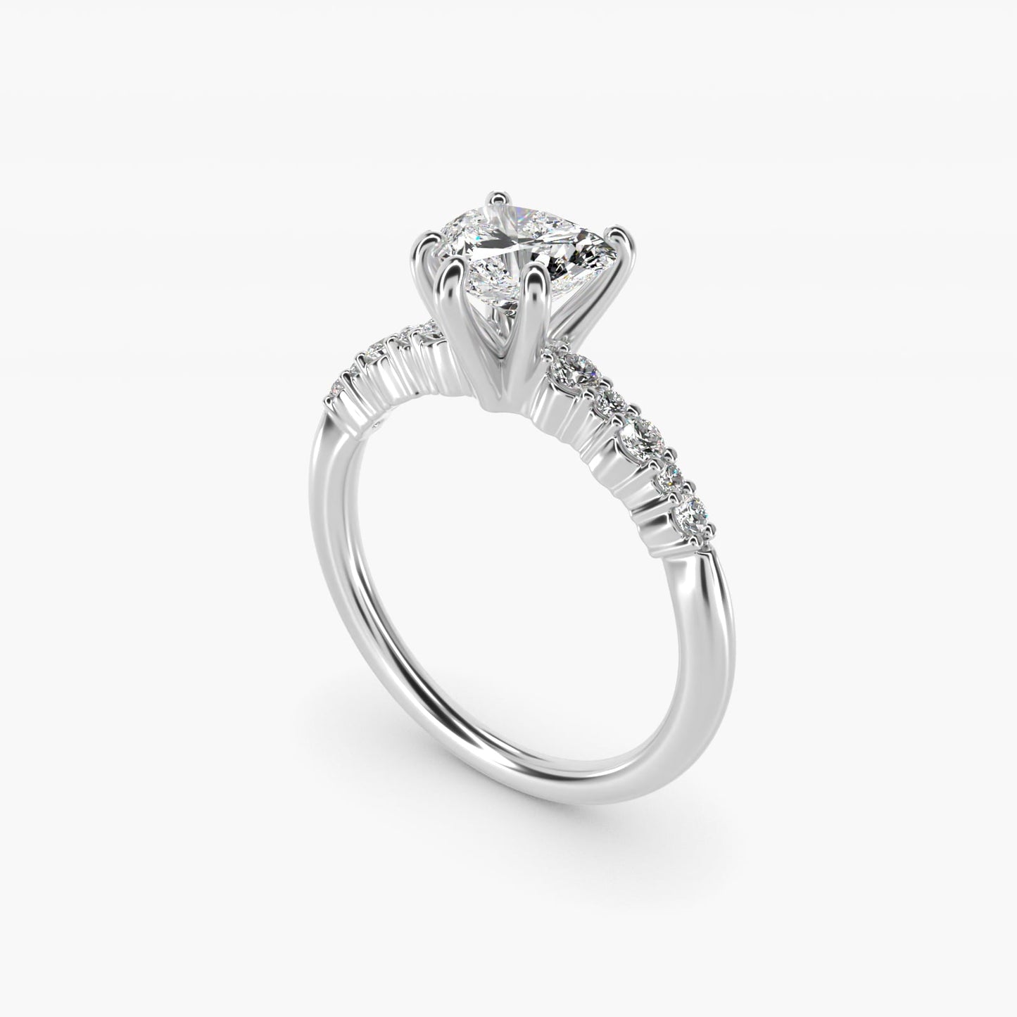 Crescendo Petite Diamond Engagement Ring in Platinum (1/6 ct. tw.) - Heart Center