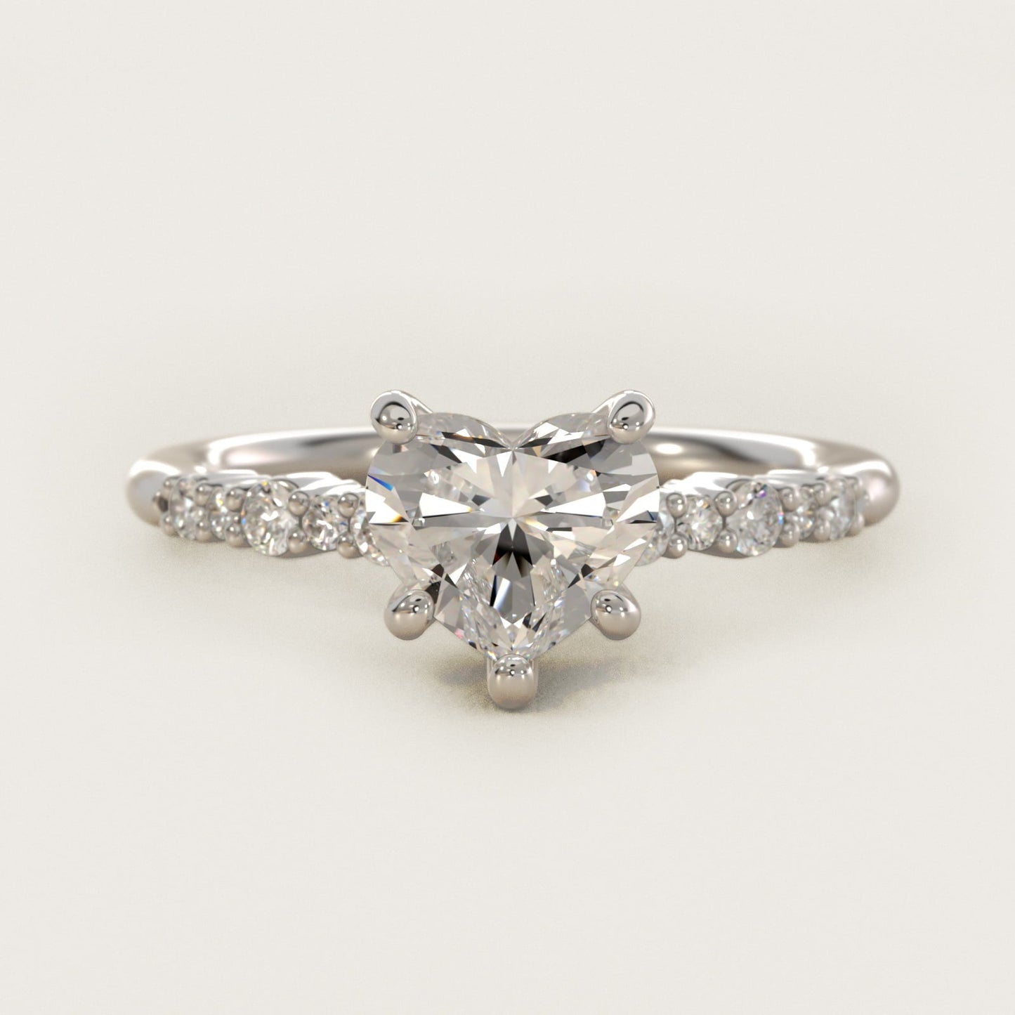 Crescendo Petite Diamond Engagement Ring in Platinum (1/6 ct. tw.) - Heart Center