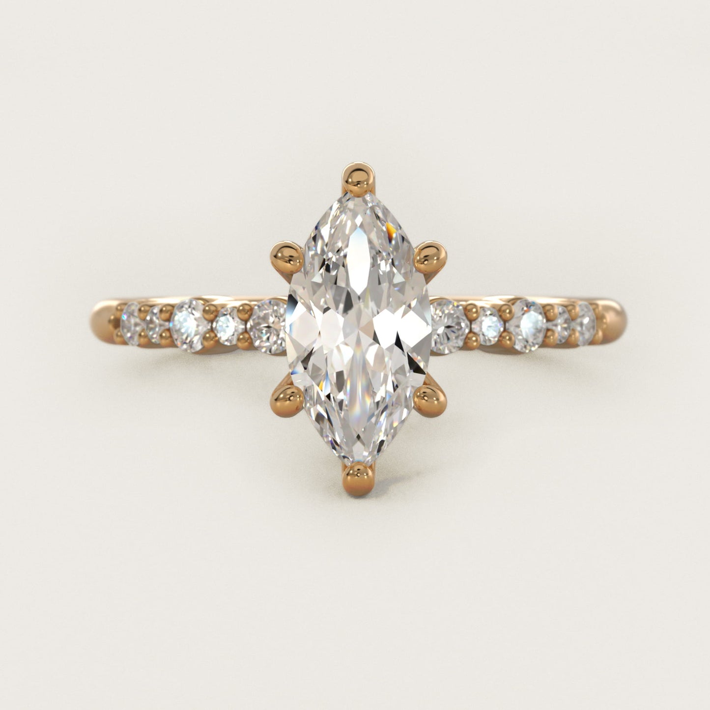 Crescendo Petite Diamond Engagement Ring in 14k Yellow Gold (1/6 ct. tw.) - Marquise Center