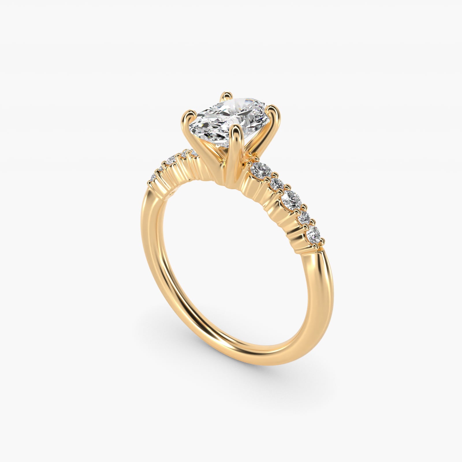 Crescendo Petite Diamond Engagement Ring in 14k Yellow Gold (1/6 ct. tw.) - Oval Center