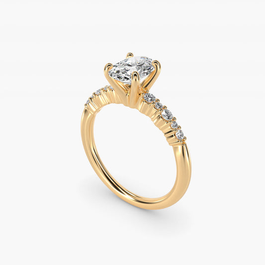 Crescendo Petite Diamond Engagement Ring in 14k Yellow Gold (1/6 ct. tw.) - Oval Center