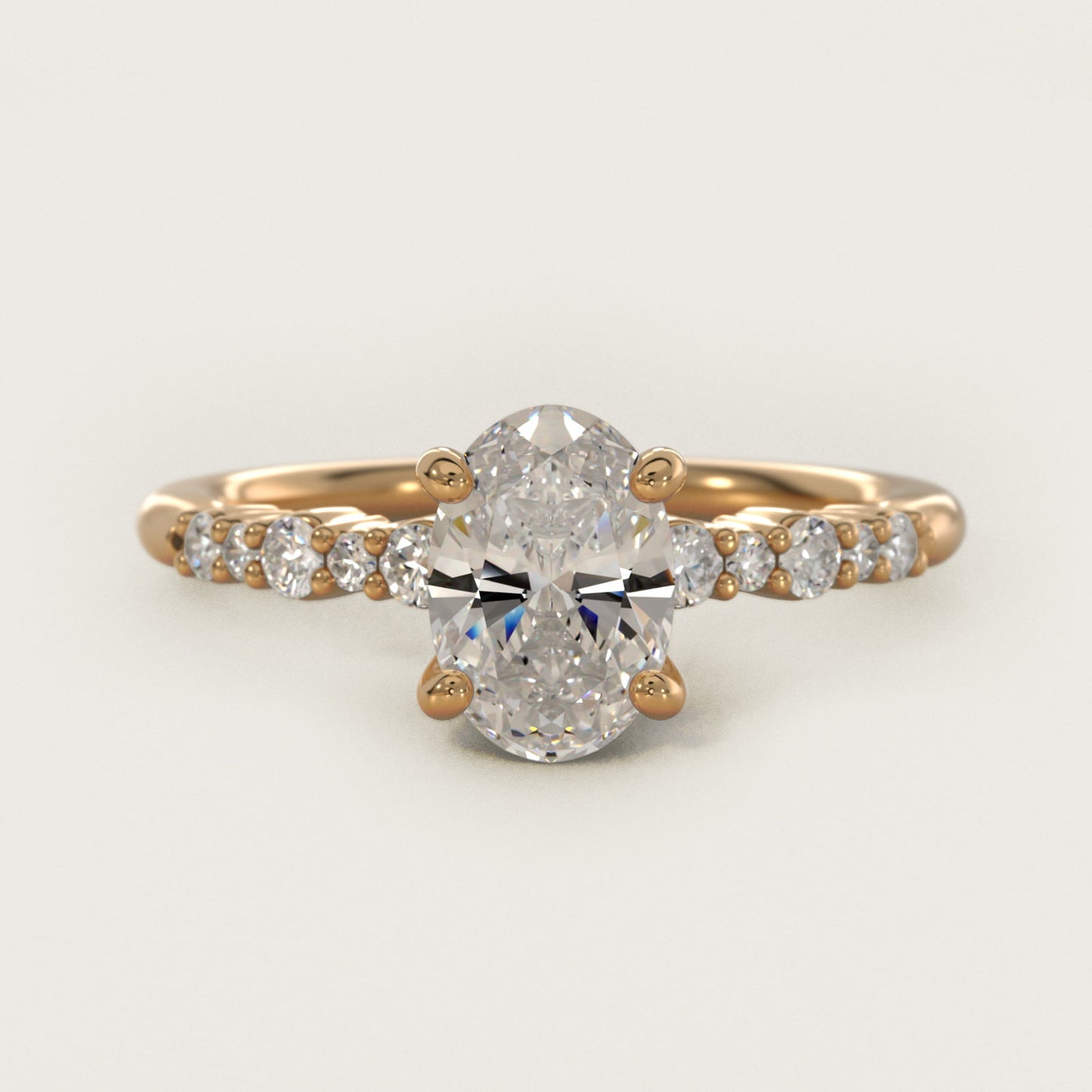 Crescendo Petite Diamond Engagement Ring in 14k Yellow Gold (1/6 ct. tw.) - Oval Center
