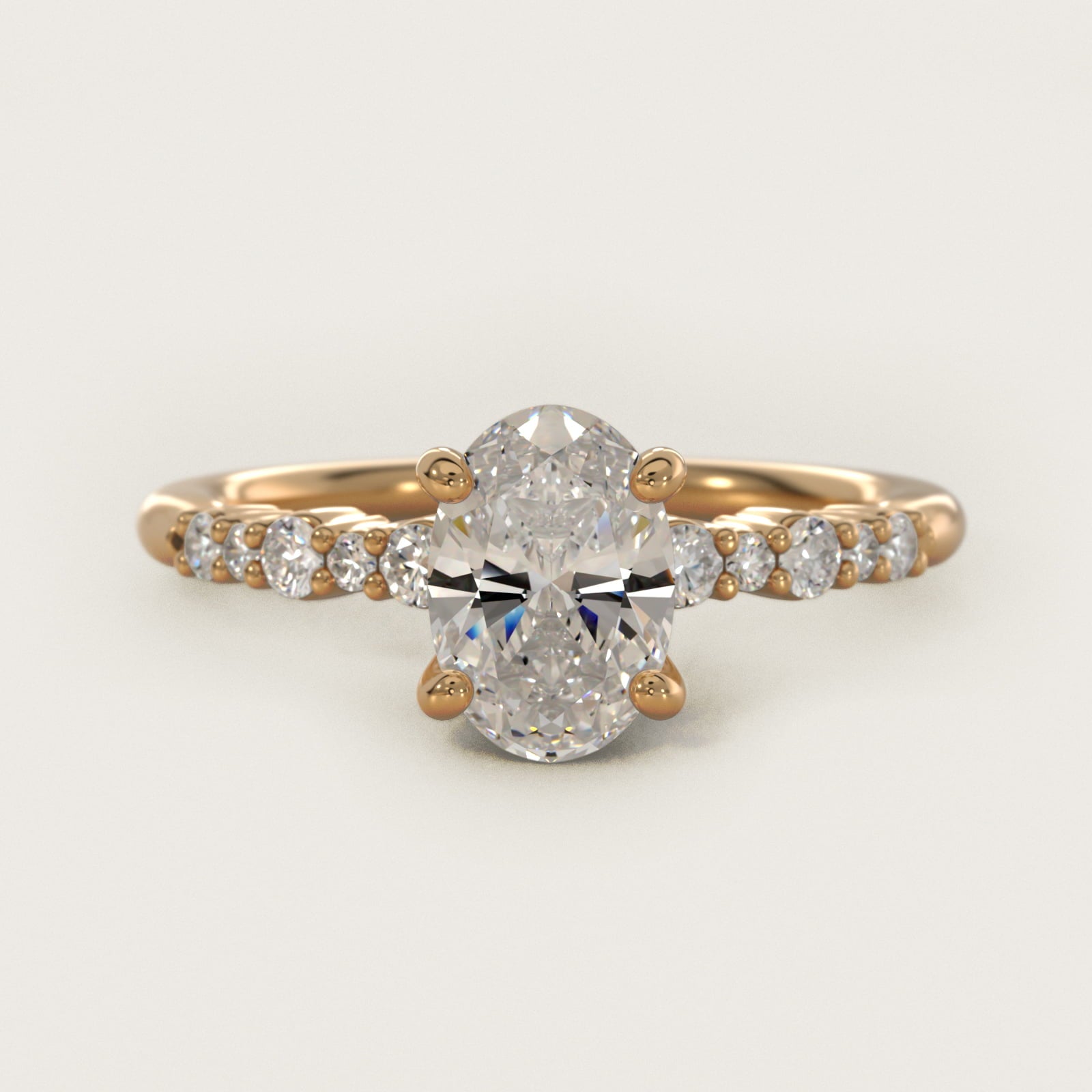 Crescendo Petite Diamond Engagement Ring in 14k Yellow Gold (1/6 ct. tw.) - Oval Center