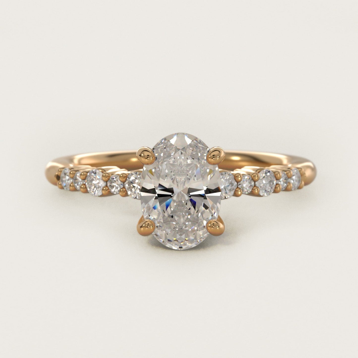 Crescendo Petite Diamond Engagement Ring in 18k Yellow Gold (1/6 ct. tw.) - Oval Center