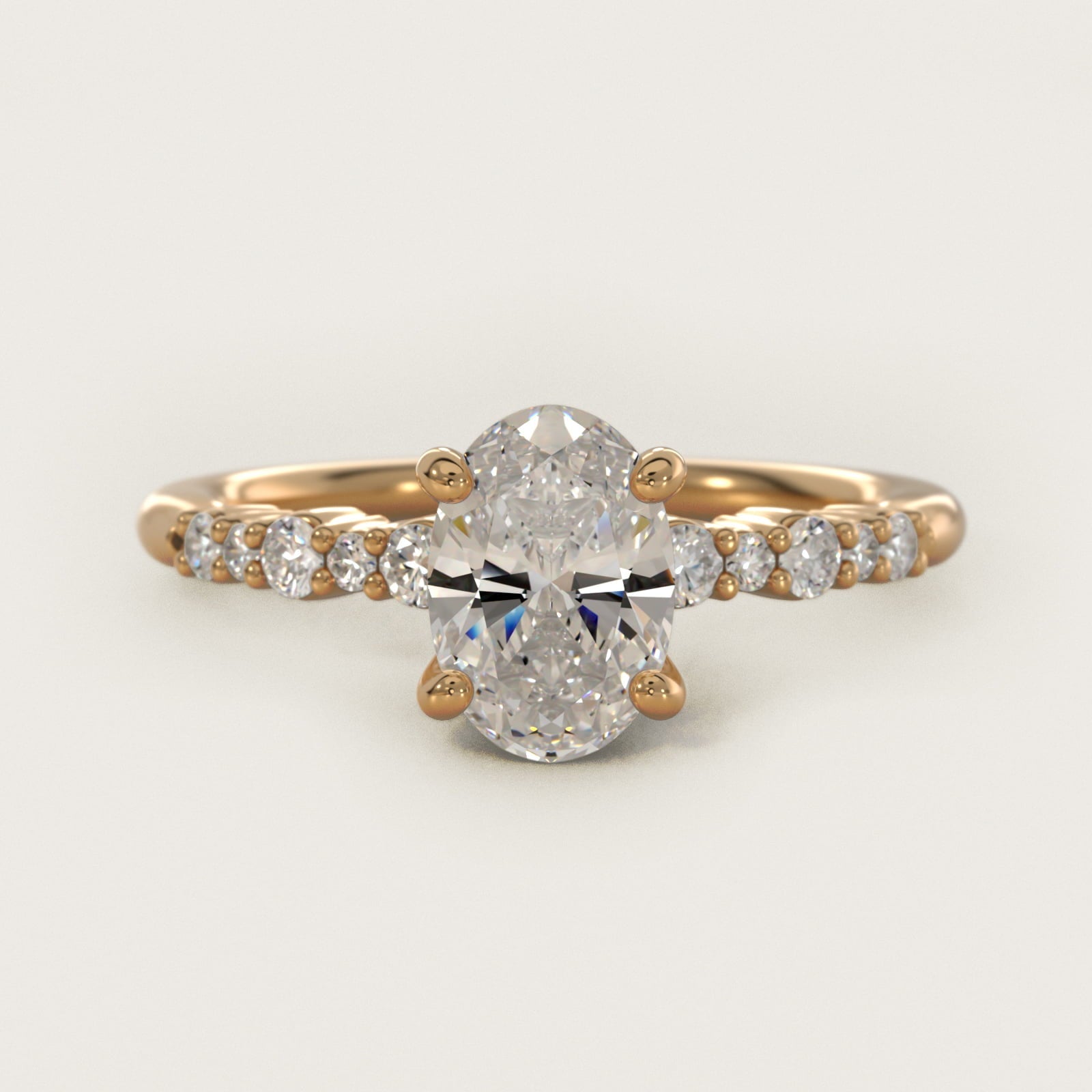 Crescendo Petite Diamond Engagement Ring in 18k Yellow Gold (1/6 ct. tw.) - Oval Center