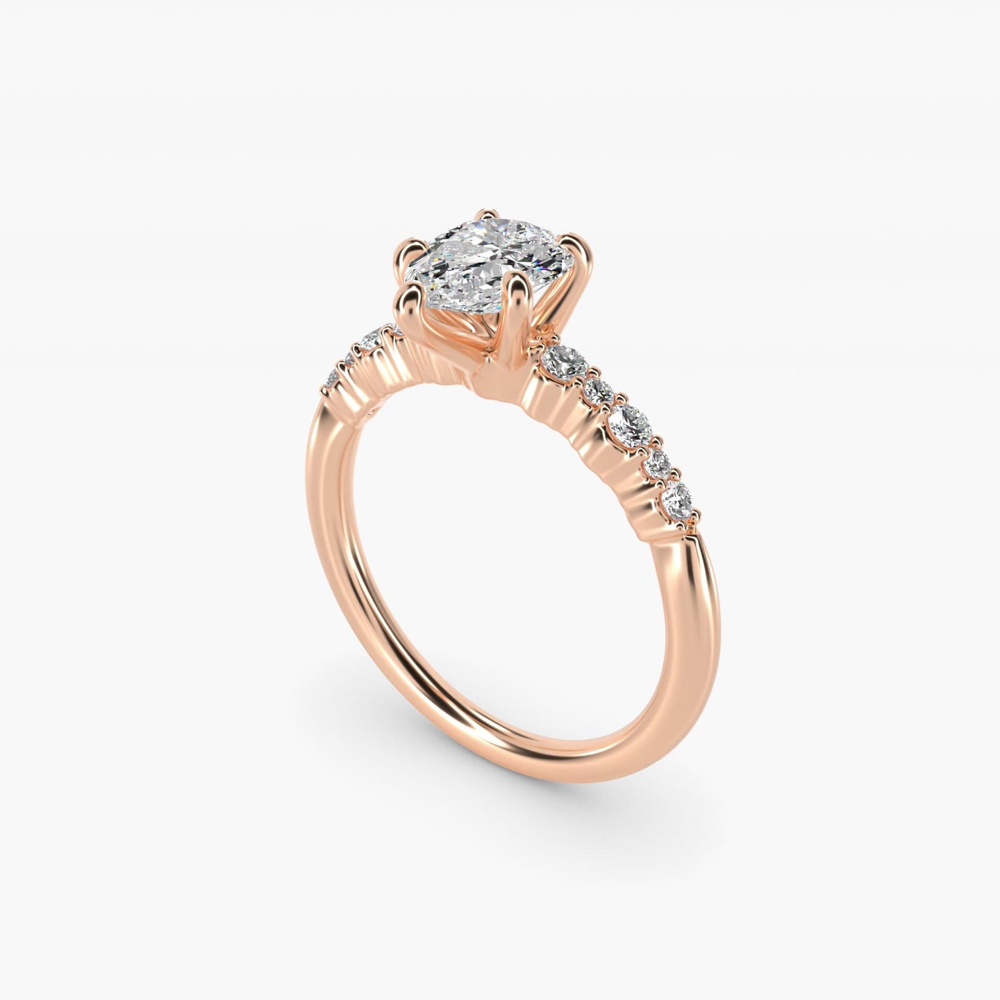Crescendo Petite Diamond Engagement Ring in 18k Rose Gold (1/6 ct. tw.) - Pear Center