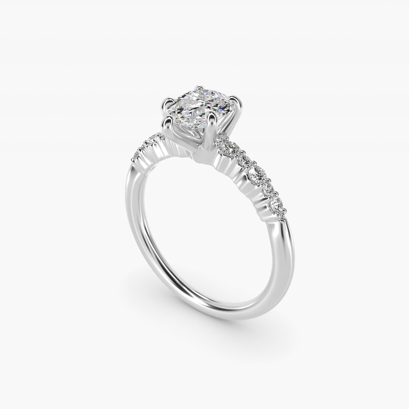 Crescendo Petite Diamond Engagement Ring in 14k White Gold (1/6 ct. tw.) - Pear Center