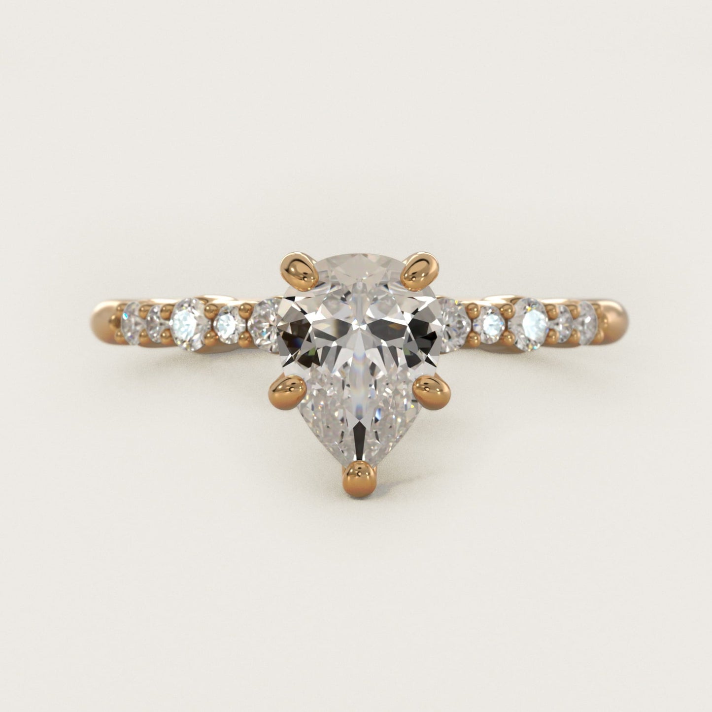 Crescendo Petite Diamond Engagement Ring in 18k Yellow Gold (1/6 ct. tw.) - Pear Center