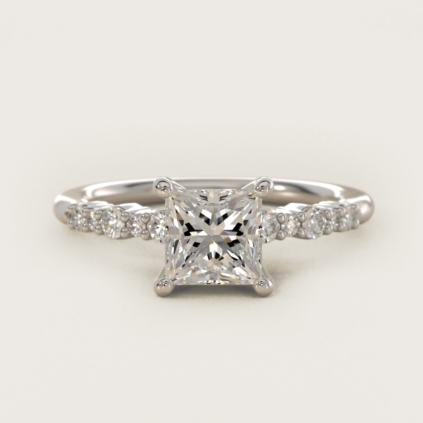 Crescendo Petite Diamond Engagement Ring in 14k White Gold (1/6 ct. tw.) - Princess Center