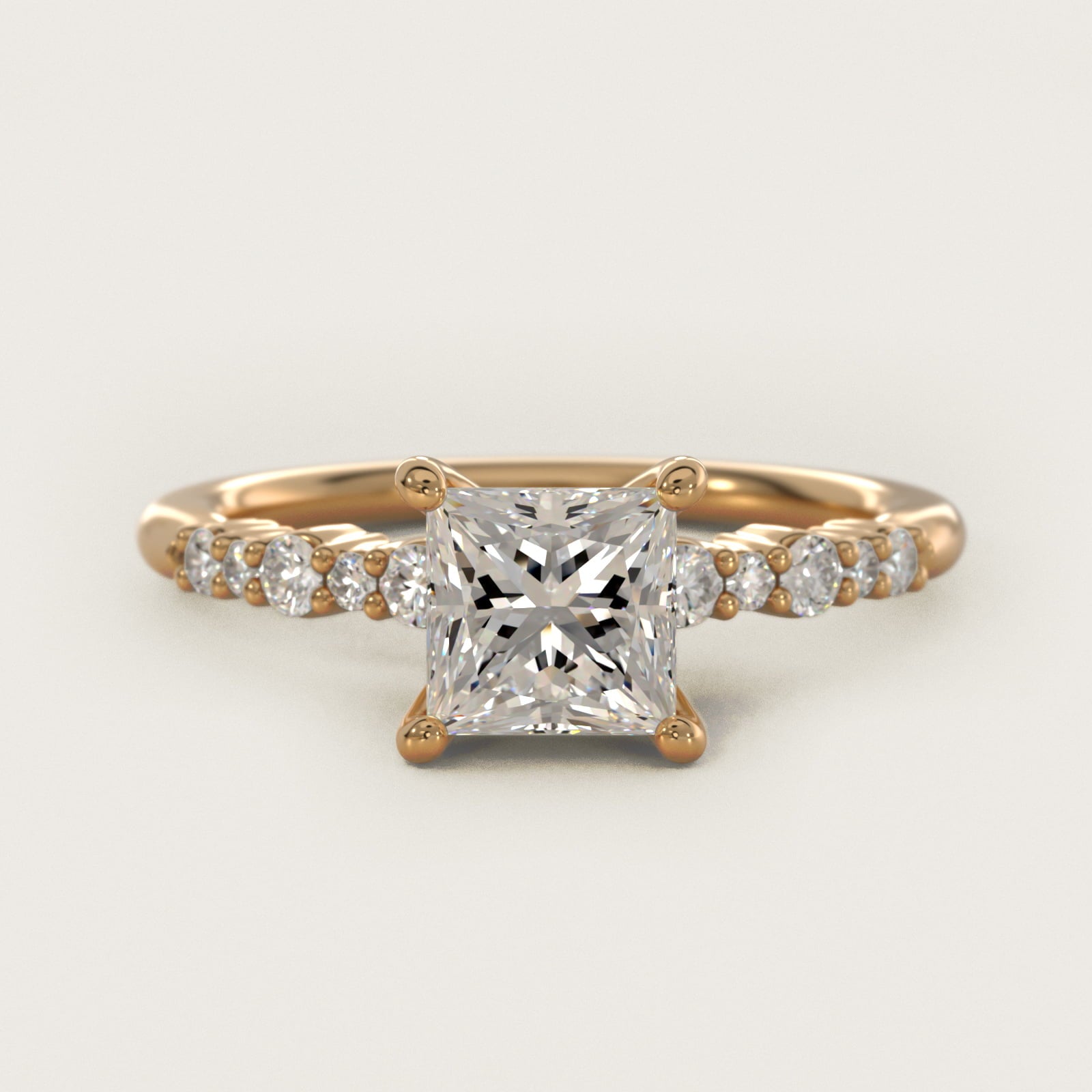 Crescendo Petite Diamond Engagement Ring in 14k Yellow Gold (1/6 ct. tw.) - Princess Center
