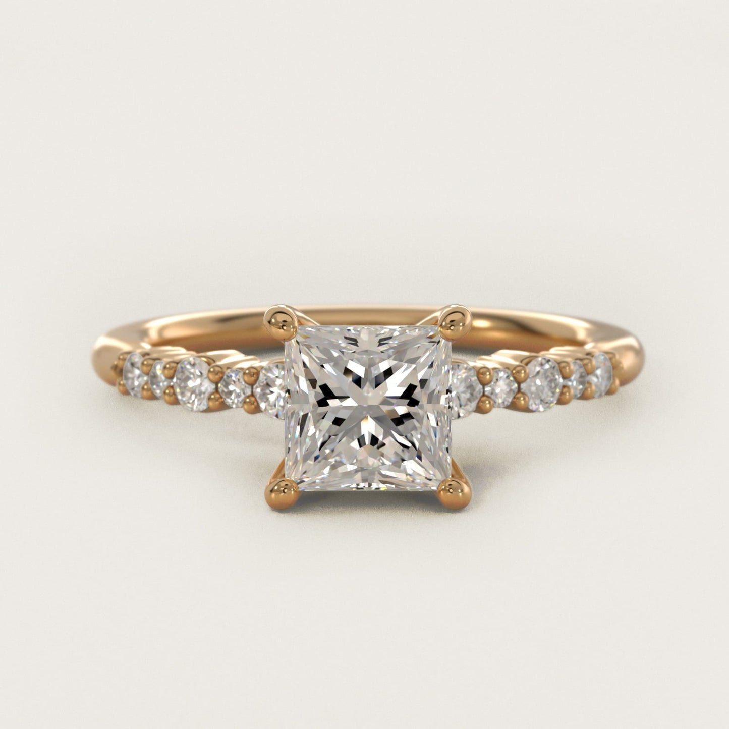 Crescendo Petite Diamond Engagement Ring in 18k Yellow Gold (1/6 ct. tw.) - Princess Center