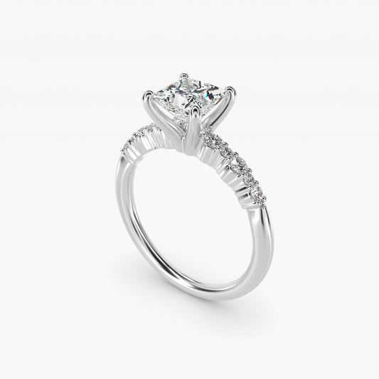 Crescendo Petite Diamond Engagement Ring in Platinum (1/6 ct. tw.) - Princess Center