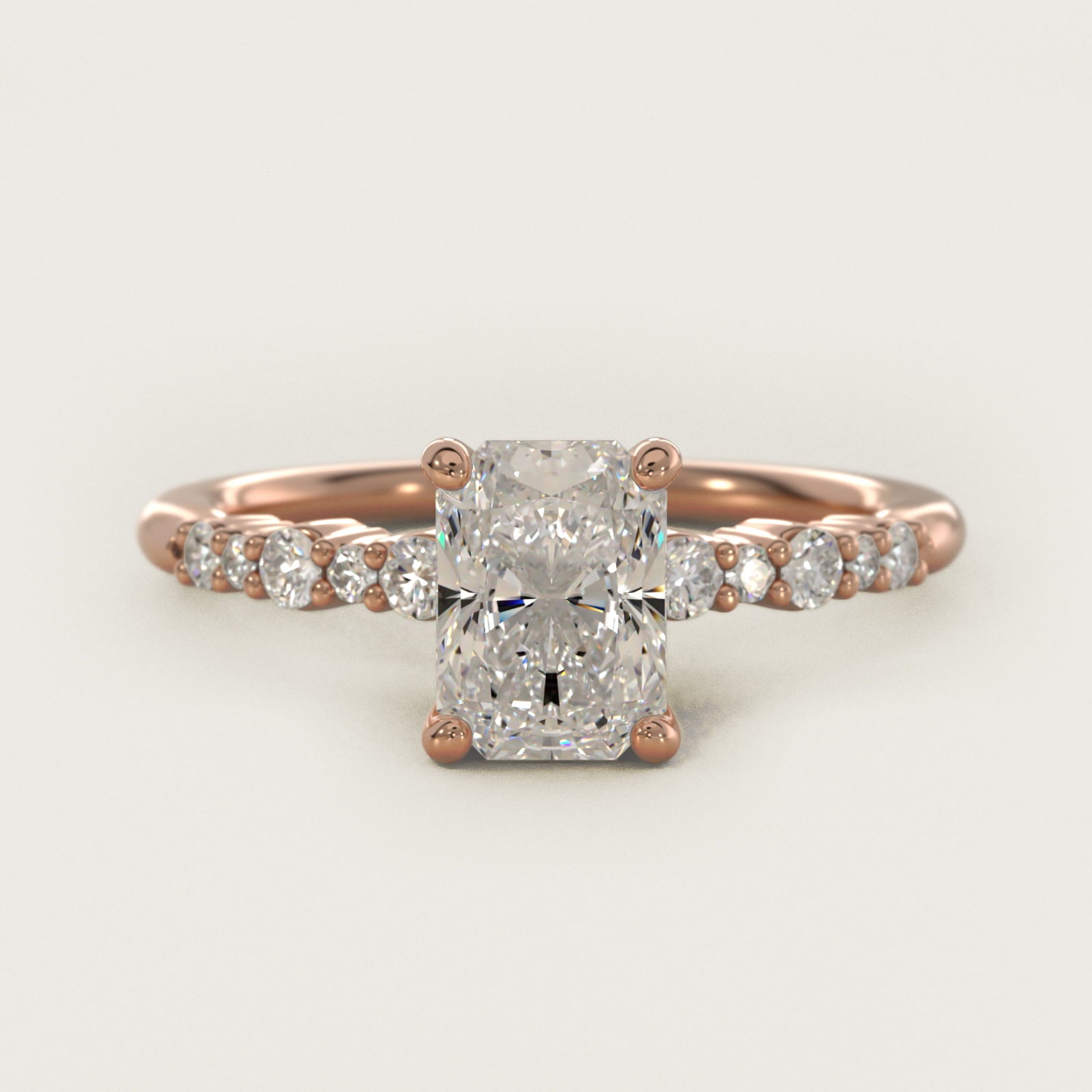 Crescendo Petite Diamond Engagement Ring in 14k Rose Gold (1/6 ct. tw.) - Radiant Center