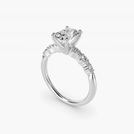 Crescendo Petite Diamond Engagement Ring in 14k White Gold (1/6 ct. tw.) - Radiant Center