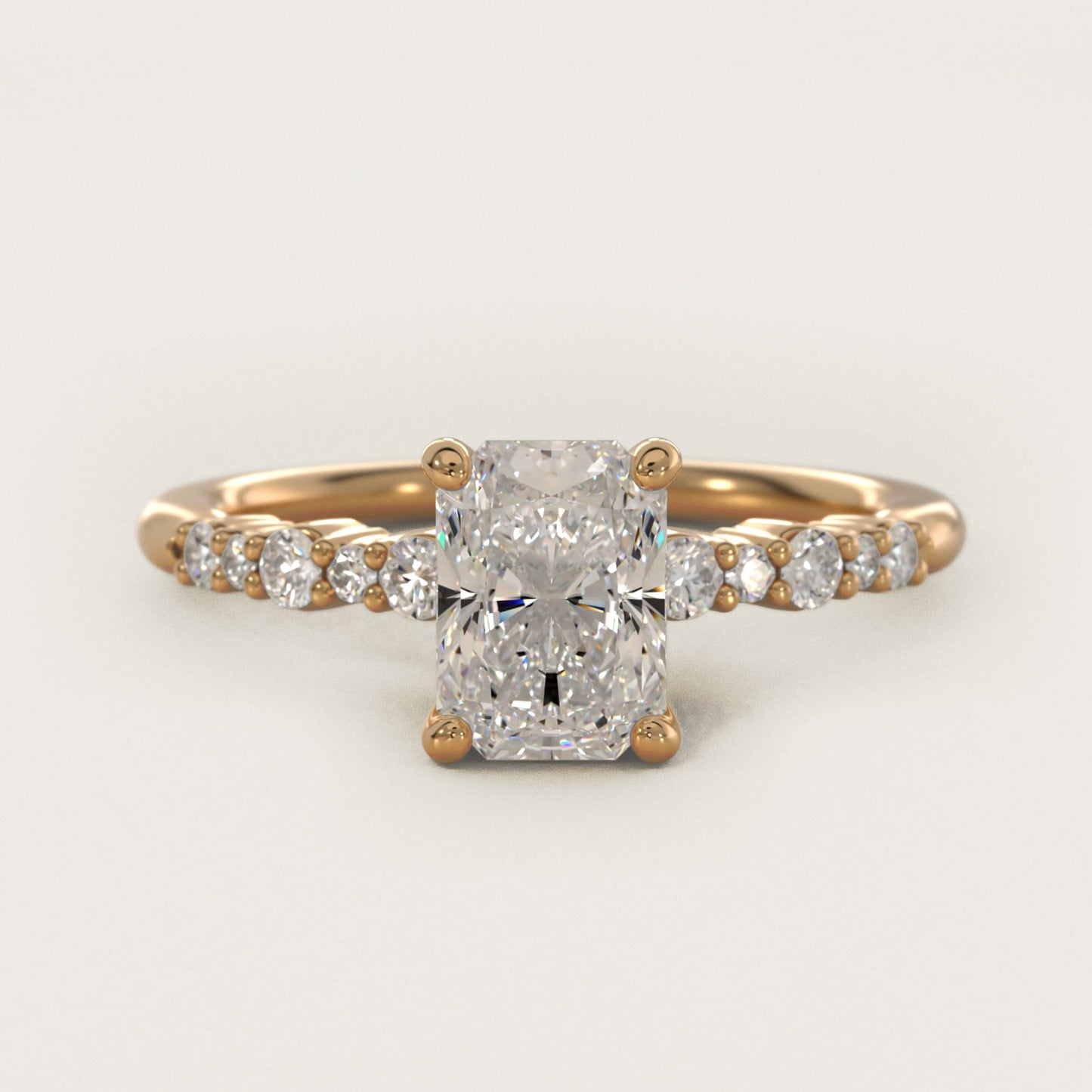 Crescendo Petite Diamond Engagement Ring in 14k Yellow Gold (1/6 ct. tw.) - Radiant Center