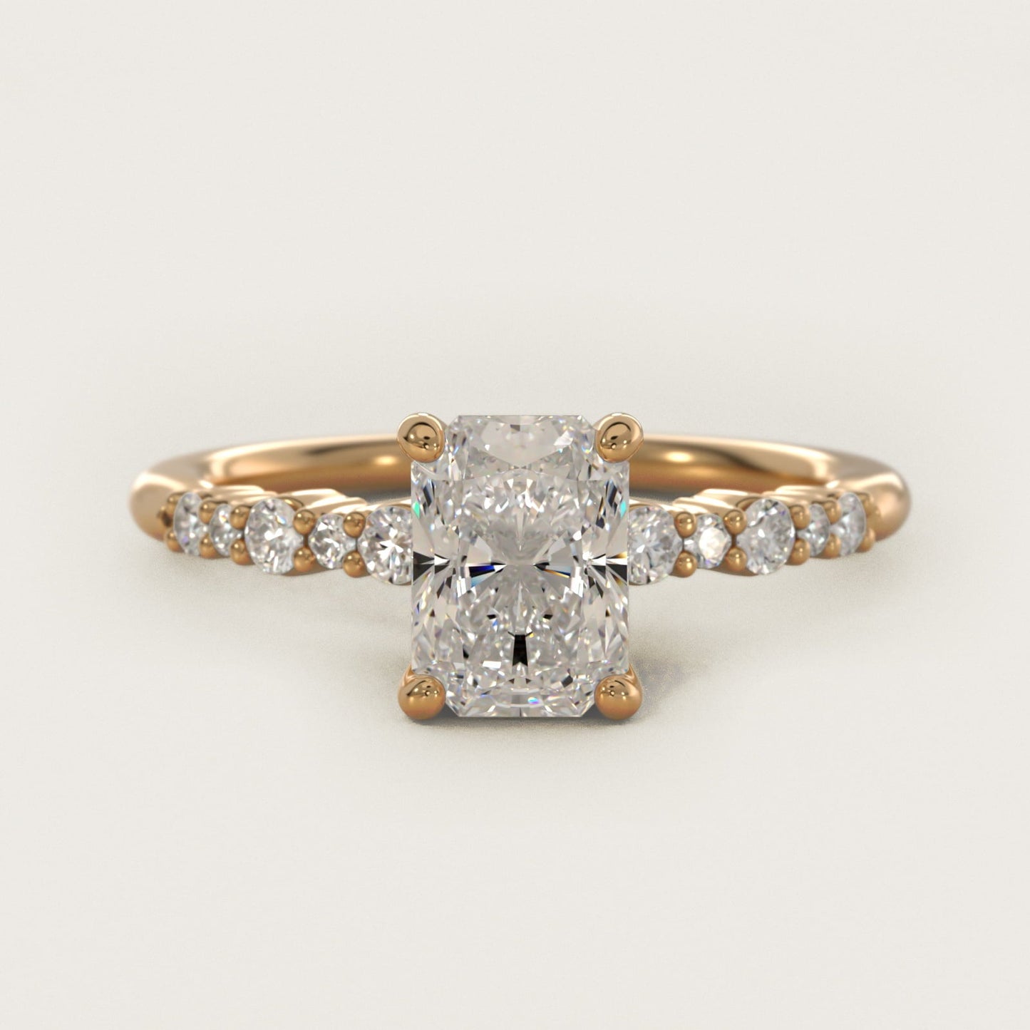 Crescendo Petite Diamond Engagement Ring in 18k Yellow Gold (1/6 ct. tw.) - Radiant Center