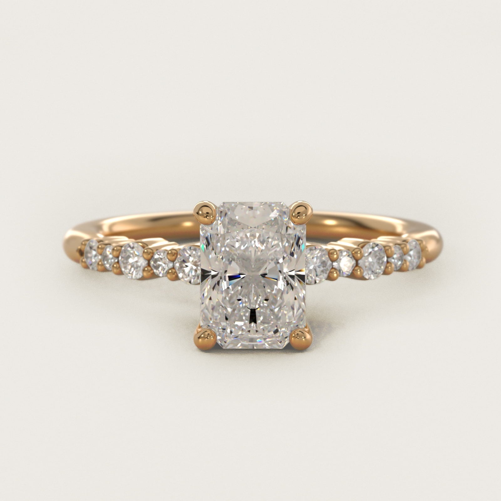 Crescendo Petite Diamond Engagement Ring in 18k Yellow Gold (1/6 ct. tw.) - Radiant Center