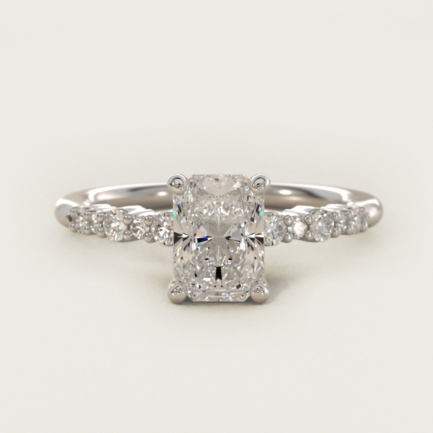 Crescendo Petite Diamond Engagement Ring in Platinum (1/6 ct. tw.) - Radiant Center