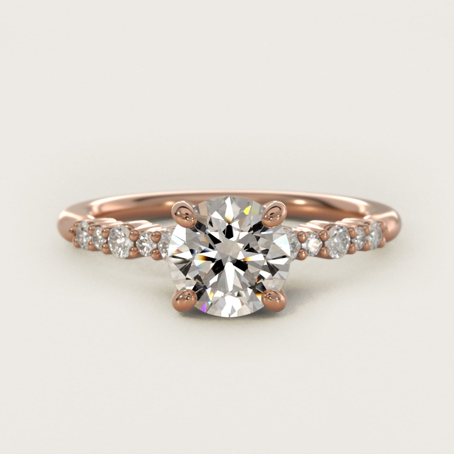 Crescendo Petite Diamond Engagement Ring in 14k Rose Gold (1/6 ct. tw.) - Round Center