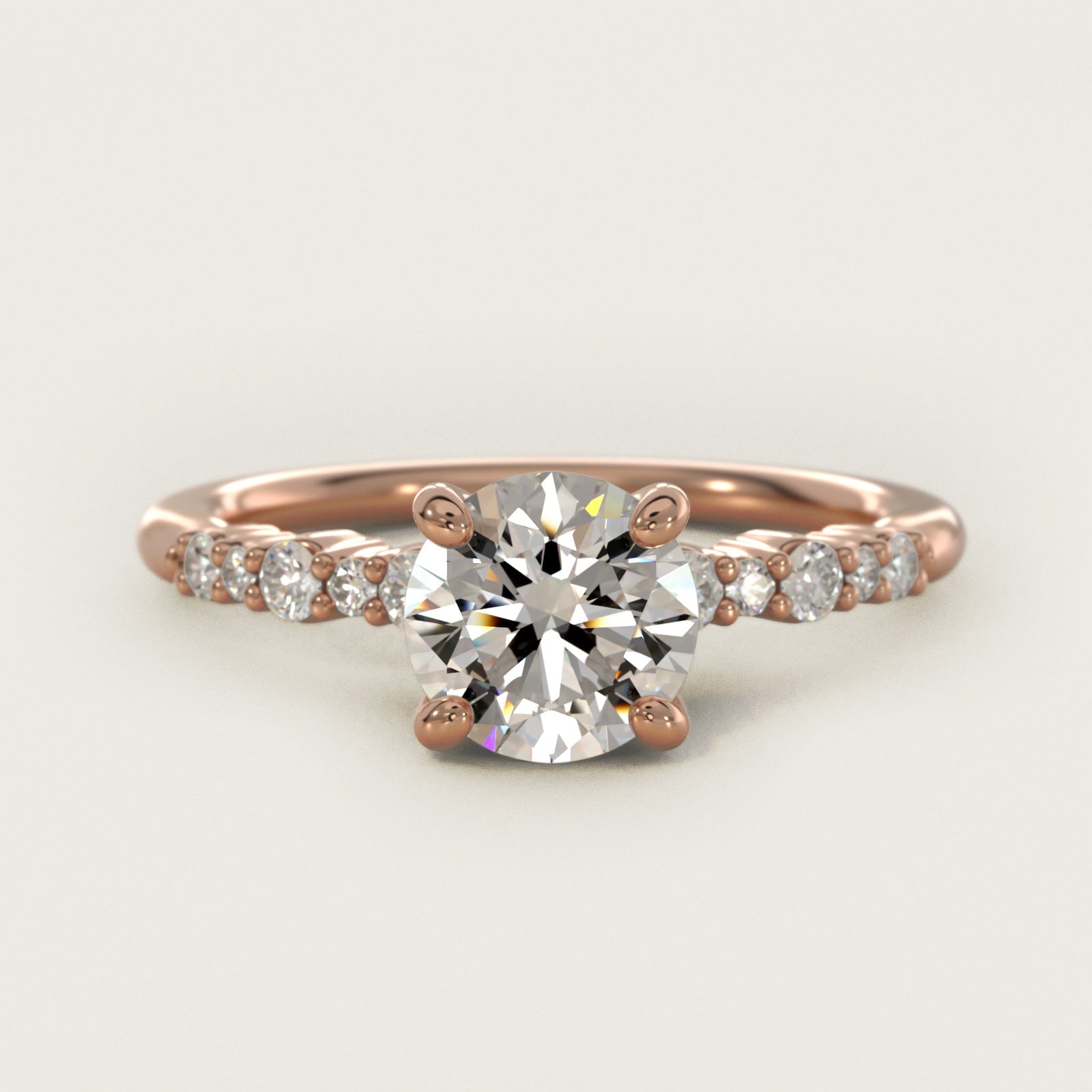 Crescendo Petite Diamond Engagement Ring in 14k Rose Gold (1/6 ct. tw.) - Round Center