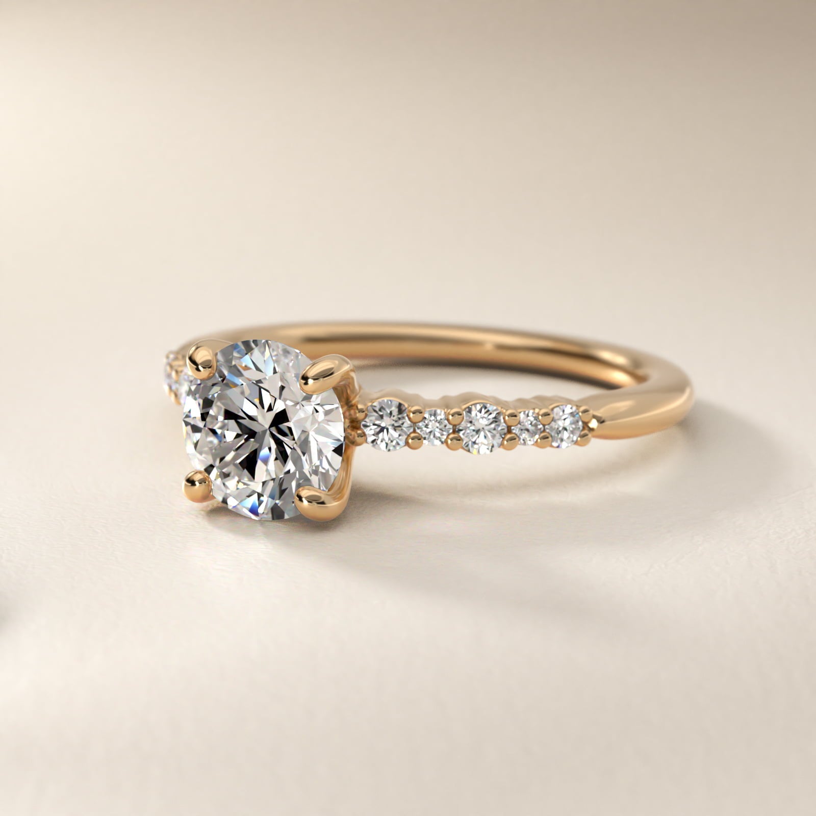 Crescendo Petite Diamond Engagement Ring in 14k Yellow Gold (1/6 ct. tw.) - Round Center