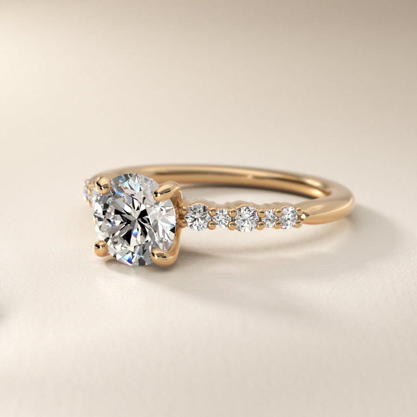 Crescendo Petite Diamond Engagement Ring in 18k Yellow Gold (1/6 ct. tw.) - Round Center