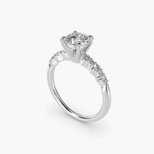 Crescendo Petite Diamond Engagement Ring in Platinum (1/6 ct. tw.) - Round Center