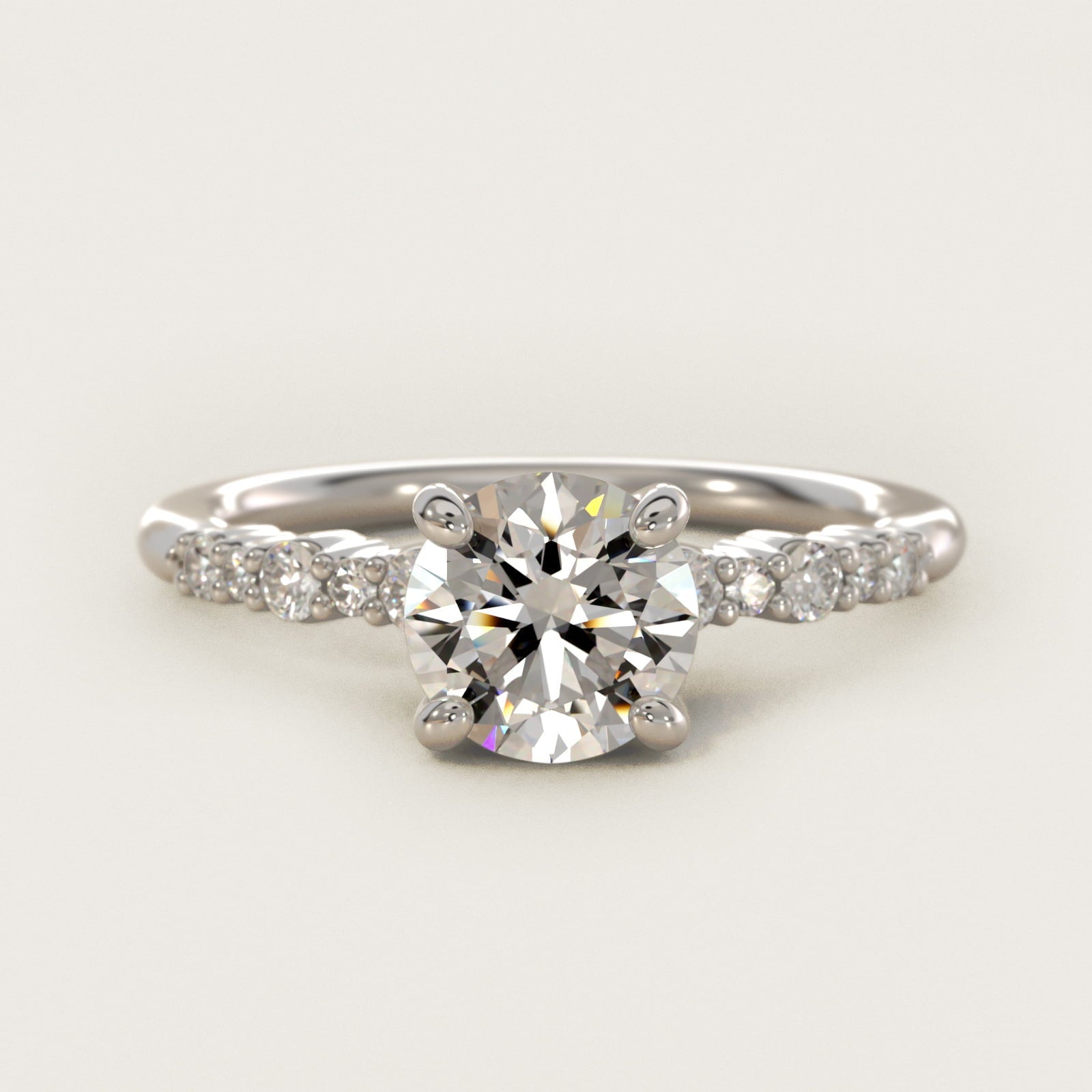 Crescendo Petite Diamond Engagement Ring in Platinum (1/6 ct. tw.) - Round Center