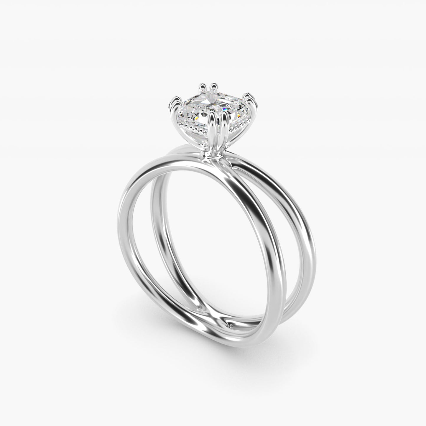 Criss Cross Solitaire Engagement Ring In 14K White Gold By James Allen - Asscher Center