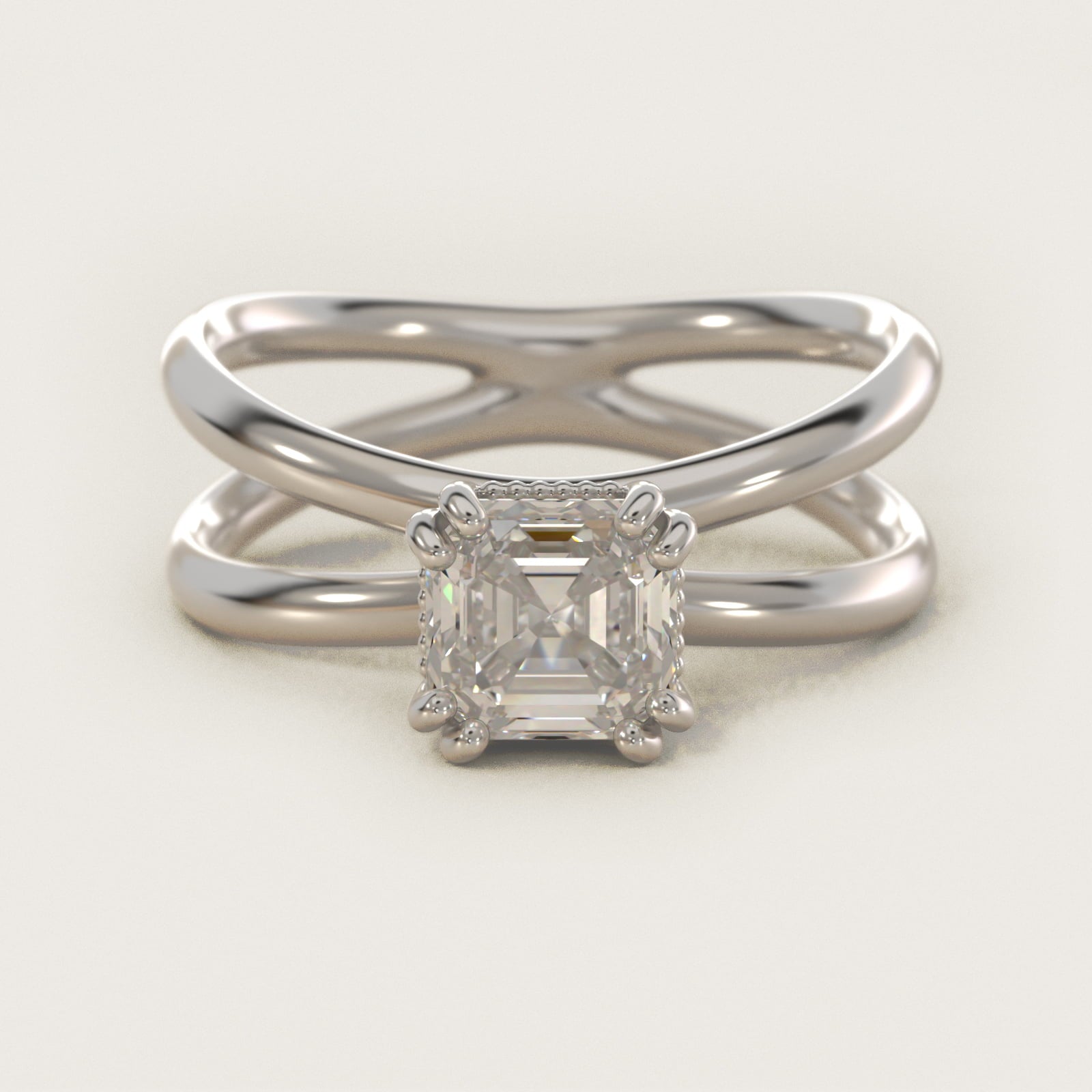 Criss Cross Solitaire Engagement Ring In 18k White Gold By James Allen - Asscher Center