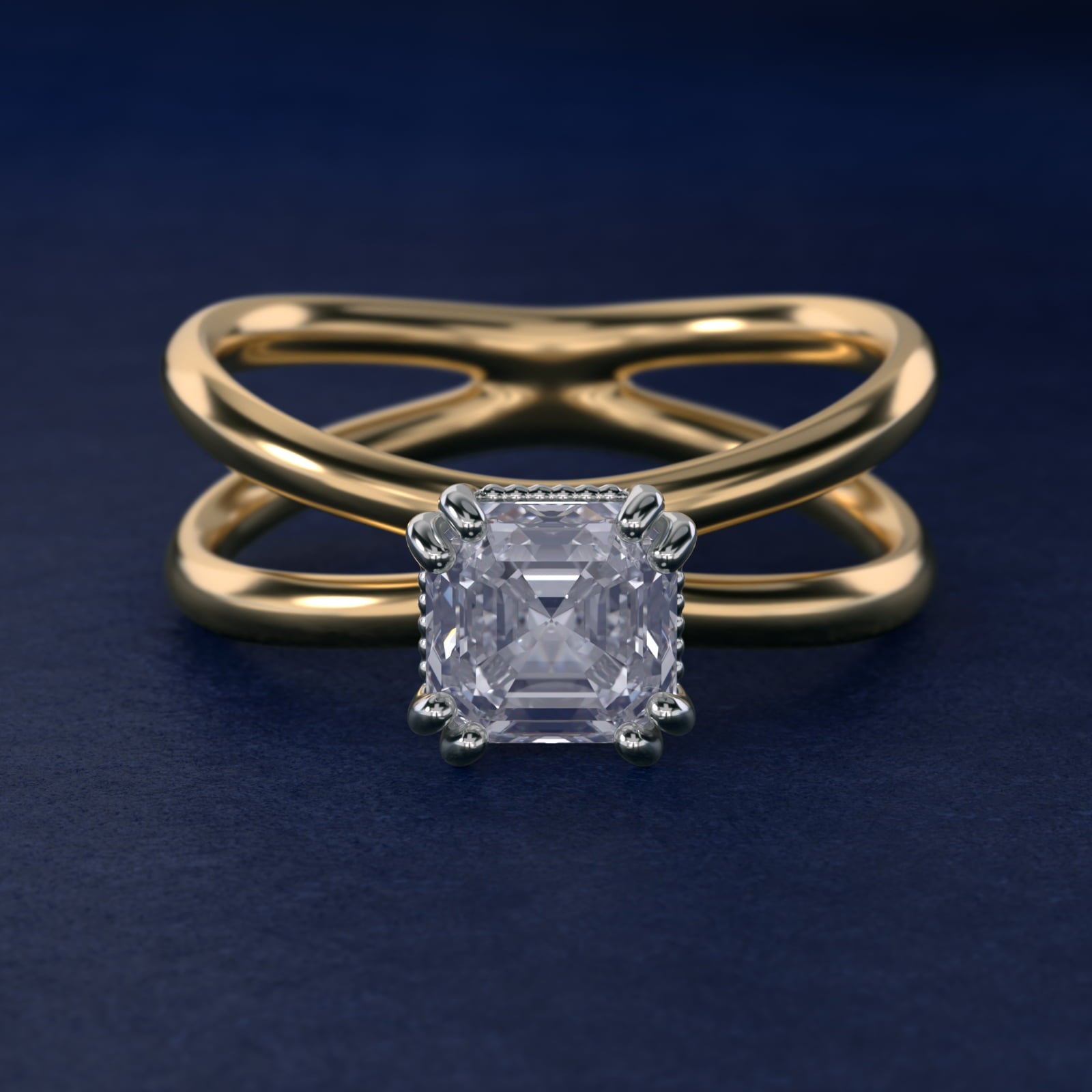 Criss Cross Solitaire Engagement Ring In 18k Yellow Gold By James Allen - Asscher Center