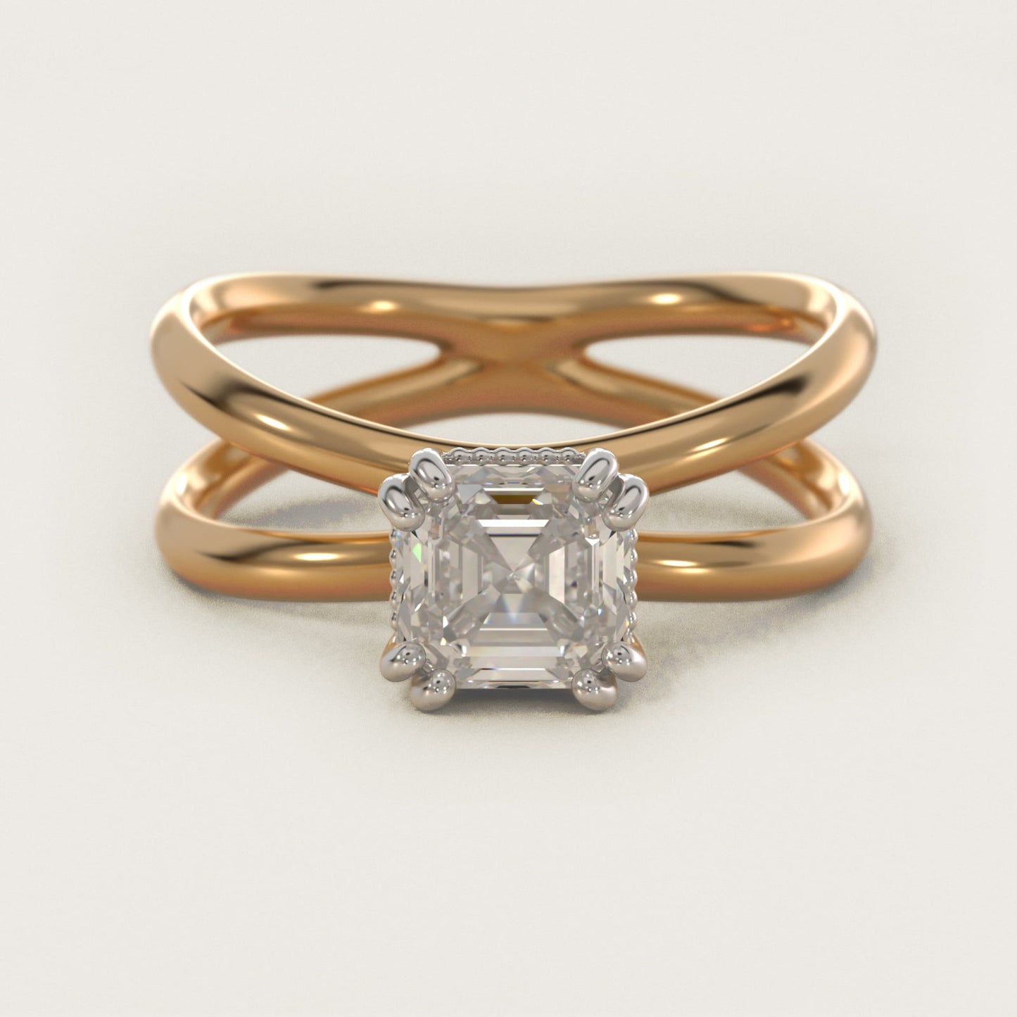 Criss Cross Solitaire Engagement Ring In 14K Yellow Gold By James Allen - Asscher Center