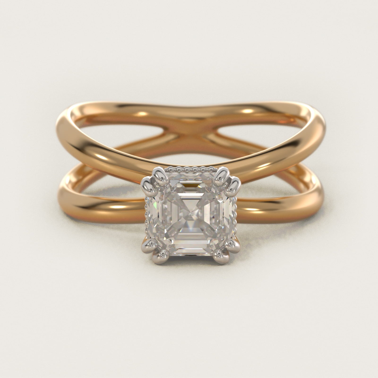 Criss Cross Solitaire Engagement Ring In 14K Yellow Gold By James Allen - Asscher Center