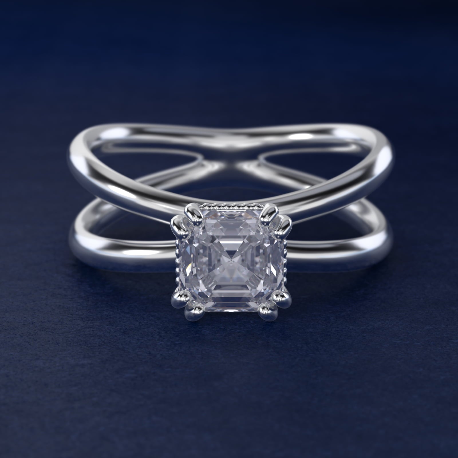 Criss Cross Solitaire Engagement Ring In Platinum By James Allen - Asscher Center